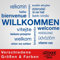 HERZLICH WILLKOMMEN Wandtattoo Sticker Aufkleber Wandaufkleber wiederablösbar (30cm (B) x 21cm (H), Blau)