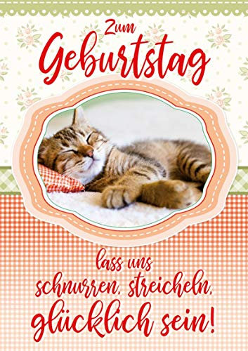 bentino Geburtstagskarte XL mit Kunstfell zum STREICHELN, DIN A4 Set mit Umschlag, bei jedem Streicheln hörst Du ein Katzen-Miau, Glückwunschkarte mit Sound, hochwertige Grußkarte