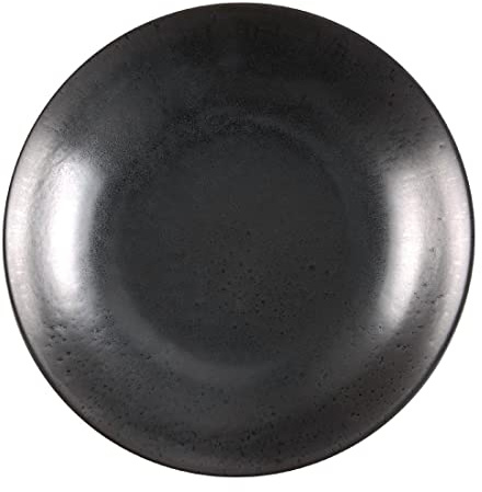 Olympia Fusion Pasta Bowls 202mm Stoneware, Charcoal, Pack of 6 | Unglazed foot adds table stability in busy commercial venues, whilst unique dark reactive finishes enhance food presentation.