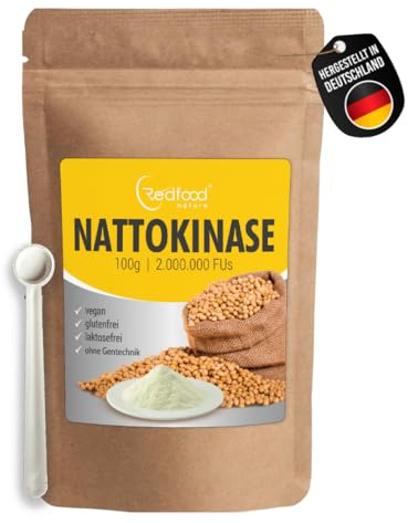 Nattokinase Pulver 100g Packung 2.000.000 FU´s hohe Bioverfügbarkeit ohne Magnesiumstearat ohne K1 K2 mit Analyse Zertifikat