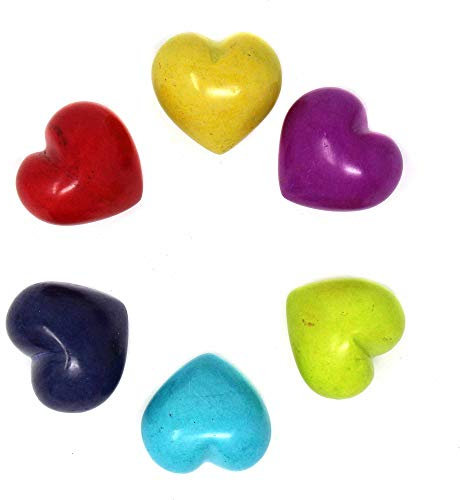 Global Crafts Handgeschnitzte Specksteinherzen, 3,8 cm, verschiedene Farben, 10 Stück (KSAH01SP-S10)
