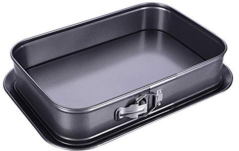 Cake Baking Trays Removable Bottom with Buckle Square Deep Cake Bake Tins for Cakes, Tortes, Desserts, Cookie, Cheesecake, Mousse, Quiche(35.5cmx24cmx7.8cm)