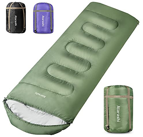 Atarashi Breiter Camping-Schlafsack, 4 Jahreszeiten für Erwachsene, leicht, warm, extra groß mit Kompressionssack, Rucksackreisen und Outdoor-Abenteuer bei kaltem Wetter, 101.6x214 cm