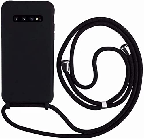 xingting EU Handykette kompatibel mit Samsung Galaxy S10 Handyhülle Verstellbarer Silikon Seil Necklace Hülle-Schwarz
