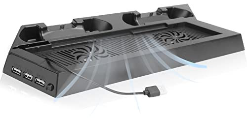Zunate Ventilateur de Refroidissement pour PS4, SY001 Slim Cooling Fan Console Cooler, pour PS4 Stand Silent Cooling Fan Station, pour 4 Console et Controller/Game Console