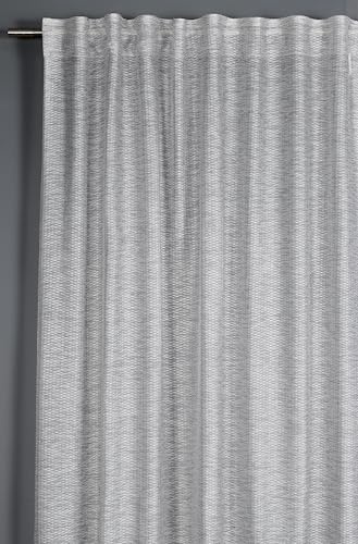 Sehlbach Fertiggardine mit Gardinenband, Jacquard-Voile mit Webmuster, Grau, 140 x 245 cm Gardinen, Lichtdurchlässig, Blickdicht, Öko-Tex Zertifiziert, Einfaches Anbringen, Elegantes Design
