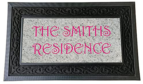 Pajo Personalised Heavy Duty Door Mat 750x450mm With 1 Insert. Premium Quality Rubber and Polyester. Customised with Message of your choice. Replaceable inserts also available below. (Marble)