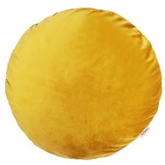 beties Samt&Sonders Serie, Kissenhülle ca. Ø 40 cm in Curry-senf, aus deutschem Unternehmen in hochwertiger Qualität