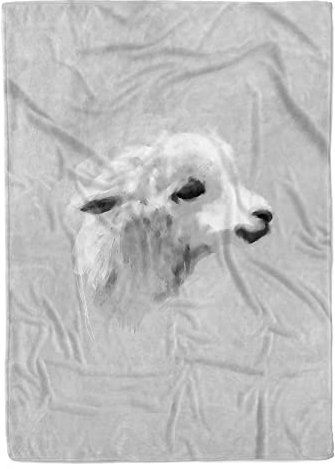 Handtuch Strandhandtuch Saunatuch Kuscheldecke Grau Baby Lama Motiv Größe 180 x 130 cm (Tagesdecke - Sherpa Flies)