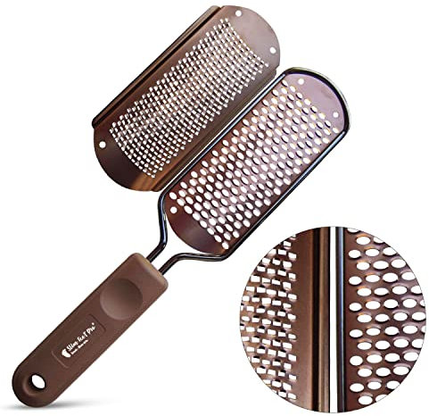 Rappe pieds pédicure manuelle professionnelle acier inoxydable pour éliminer callosite, rapeuse corne, peaux mortes, callus, durillons, pieds secs et fissurés, lime pour soins pieds double sans effort