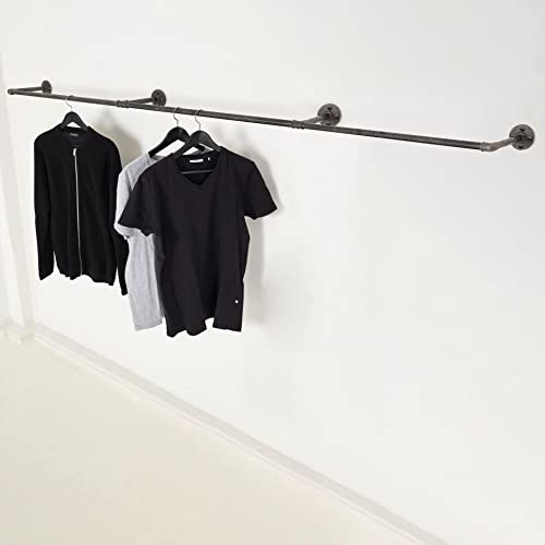 Kleiderstange Wandmontage schwarz - Garderobenstange div. Größen z.B. 250 x 28 cm - Garderobe Industrial handgefertigt - Jackenhalter Wand Metallstange Made in Germany - Kleiderstange Teleskop U-Form