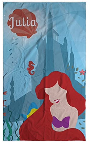 LolaPix Die Meerjungfrau Handtuch. Personalisiert Strandtuch. Strand Badetuch mit Namen. Personalisierte Handtuch. Personalisierte Geschenke. Verschiedene Designs und Größen. Arielle