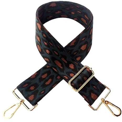 PTNKUIIY Taschengurt Verstellbar Schulterriemen für Taschen 80-130cm mit Karabiner Leopard Muster 5cm Breit Schultergurt Trageriemen Umhängegurt DIY Zubehör für Tasche Handtaschen für Damen,Grün