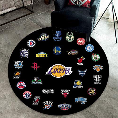 FTMGGDG Runder Teppich, NBA-Basketball teppiche, trendige Fußmatten für Jungen Schlafzimmer 100cm