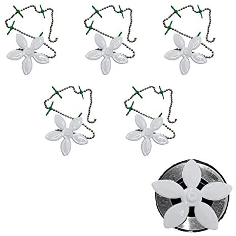 5 PCS Drain Hair Catcher,Flower Cleaning Tool,Shower Drain Sink,Bathroom Drain Strainer Hair Catcher,Kitchen Cleaning Tool Drain Hair Remover Tool Drain Hair Clog Cleaner Remover Kit (White)