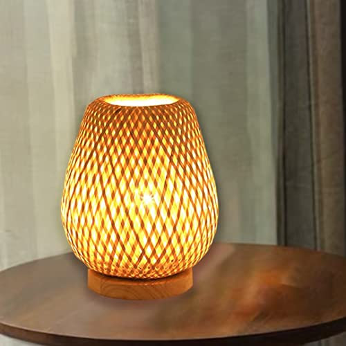 DUNMW Lampe De Table En Bambou Faite À La Main Lampe De Table En Bambou Petit Style Zen Simple Éclairage De Table Décorative Luminaire Veilleuse Pour Chambre À Coucher, Salon