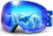 Trusiel Skibrille, Skibrille Damen Herren Anti-Fog Ski brille OTG, Skibrille für Brillenträger, 400 UV-Schutz Schneebrille Kompatibler Helm (Blau (VLT 15%))