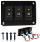 RUNCCI-YUN 3 Gang 12V pannello interruttore, Pannello interruttore a bilanciere 4 Pin On Off Toggle interruttori luce Verde pannello impermeabile per 12V/24V Marine Boat RV Truck Car ATV