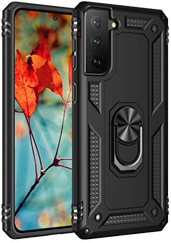 Max Power Digital Funda para móvil Samsung Galaxy S21 FE 5G con Anillo Giratorio 360 Metálico Imán Carcasa Magnética Rígida Antigolpes Resistente Soporte Bumper Case (Samsung Galaxy S21 FE 5G, Negro)