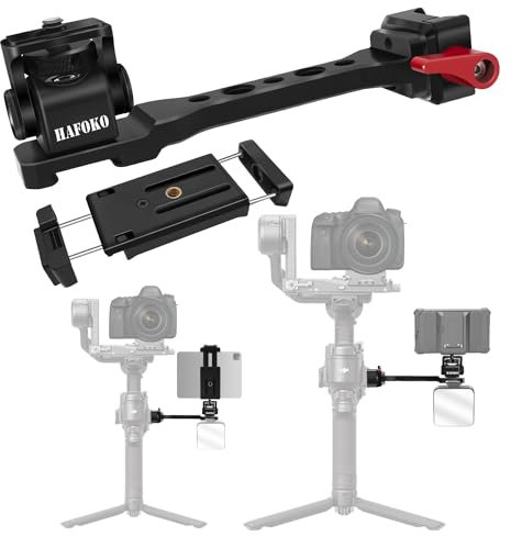 HAFOKO RS4 Phone Holder Monitor Mount Extension Handle w Tablet Mount Big Phone Adapter for Mic Light Compatible for DJI RS4/RS4 PRO/Ronin S3/RS3 PRO/RS3 Mini/Ronin RS2/RSC2 Gimbal Stabilizer