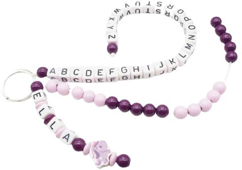 Rechenkette mit Namen ABC Mädchen EINHORN Rosa Lila Geschenk Einschulung Schlüsselanhänger personalisiert Anhänger Ranzen Schultüte