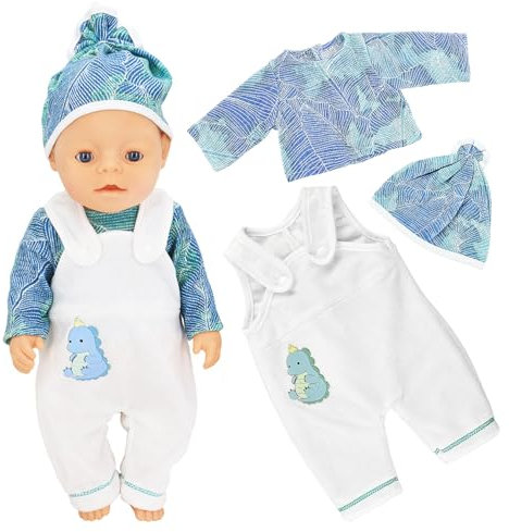 JurciCat Vetements pour Vêtements Poupon Bebe Poupée Accessoire avec Chapeau Pantalon à Manches Longues Accessoires pour Poupon Bebe 35-43 cm Cadeau pour Enfants Filles Garcons(Poupées Non Incluses)