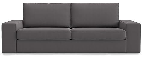 MASTERS OF COVERS Ersatzbezug Kompatibel mit Kivik 3 Sitzer Sofa, Kivik 3 Sitzer Sofabezug, Kivik Bezug, Kivik 3er Bezug, Kivik Loveseat Bezug, 228 x 95 x 83 cm (Dunkelgrau, Baumwolle)