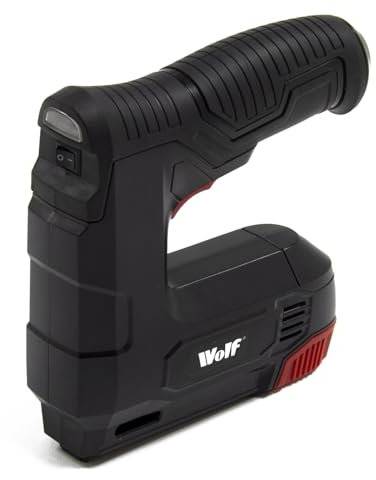 Cordless Staple Gun Nail Gun Wolf 4V Electric Nailer Stapler Rechargeable Tacker for Upholstery, Carpeting & Home Improvement - Uses Type 47 Nails & Type 53 Staples