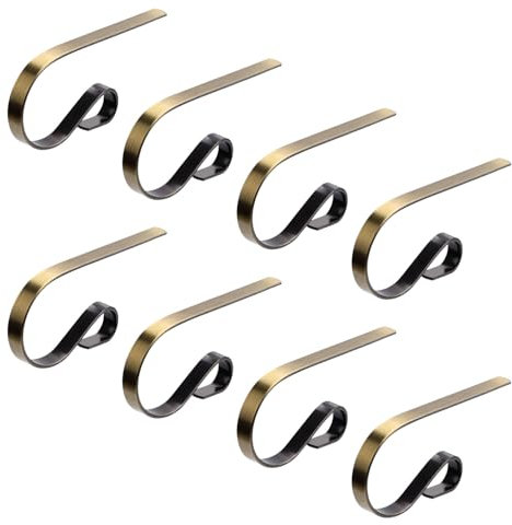 NQEUEPN 8uds Ganchos de Navidad para Chimene, Ganchos para Medias de Navidad Ganchos para Medias de Chimenea para Decoraciones de Fiesta Navideña (Bronce)