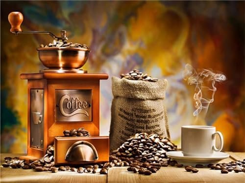 Sepeoha 5D Diamond Painting Set für Erwachsene DIY Kaffeemühle Kaffee Stickerei Diamant Painting Bilder, Diamond Painting Zubehör Mosaik Malerei nach Zahlen Kits,für Home Wand Dekor 70x105cm HO-1552