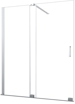 Parete Doccia tipo WALK-IN Scorrevole vetro 8 MM anticalcare reversibile Telaio Cromato (146-150 cm)