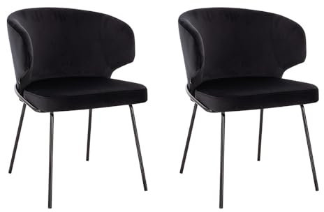 Home Deluxe - Polsterstuhl Amara- 2 Stück, Farbe: Samt Schwarz - weiche Polsterung, bis 120 kg belastbar I Küchenstuhl Speisestühle Esszimmerstühle