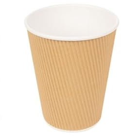 DOT Horeca Solutions 200 Bicchieri DOPPIA PARETE avana 240 ML in cartoncino kraft marrone parete ondulata e rivestimento interno PE biodegradabili asporto take away delivery bevande calde