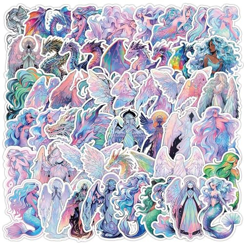 Engel Meerjungfrau Aufkleber Angel Mermaid Sticker Set 50 Stücke Niedlich Deko für Auto Laptop Skateboard Fahrrad Moped Motorrad Fahrrad Computer,Geeignet für Erwachsene Kinder