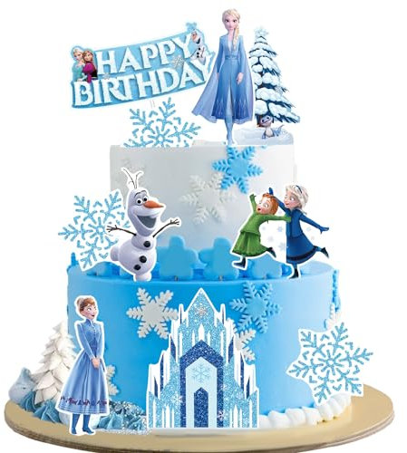 Lahe Frozen Cake Decoration Set - Happy Birthday Toppers for Girls' Parties (Pack of 10)