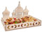 Ramadan Teller Eid Mubarak Tablett Holztablett Tischdeko für Dessertsnacks Serviertablett mit Mond und Stern Muster Ramazan Deko für Eid-Tische und Kareem Partei (Schloss)