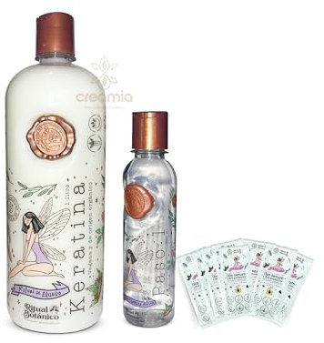 Ritual Botanico Keratina Organica de 1 Litro, Organic Hair relaxer, Kit casero de relajación de cabello, Queratina natural (Grande, 42 oz)