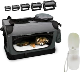 DEFACTO Hundebox faltbar für Auto & Reisen | Hundetransportbox & Hundetasche für Hunde, Katzen & Haustiere | Robuste Faltbare Transporttasche, atmungsaktiv, tragbar (3XL, Grau)
