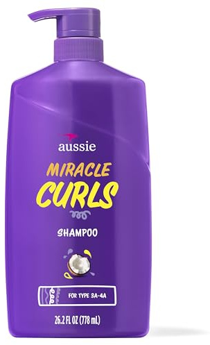 Aussie Miracle Curls Shampoo for Curly Hair with Coconut Oil, Paraben Free, 26.2 oz, 778 ml