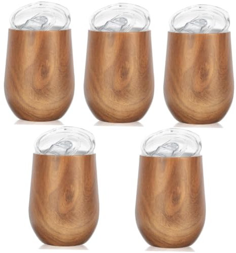 PRETYZOOM 5 Pièces coquetier Verres à vin gobelet à vin Double paroi décor de Camping de pâques Verres à Whisky décor de pâques en Acier Inoxydable Tasse de vin de Whisky Multifonction Coupe