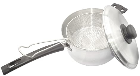 New 22cm 3 Pcs Aluminium Deep Frying Pot Cooking Tools Frying Pan Fried Chicken French Fries Pot Oil Drip Drainer Rack Basket