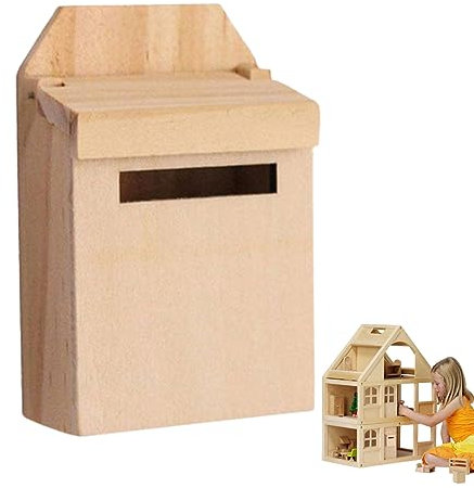 Miniatur-Sachen, Miniatur-Dinge, Miniatur-Briefkasten, Mini-Holz-Klappbriefkasten, Puppenhaus-Dekoration, Modell-Zubehör für Kinder, Holzfarbe