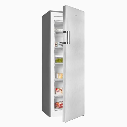 Exquisit® Congelador Vertical, 194L, Clase Energetica D, Congelador No-Frost, Alarma Puerta Abierta, 5 Bandejas, 1 Compartimiento, Enfriamiento Rápido, Color Inoxlook, Dimensiones 169,1x56x56,5 Cm.