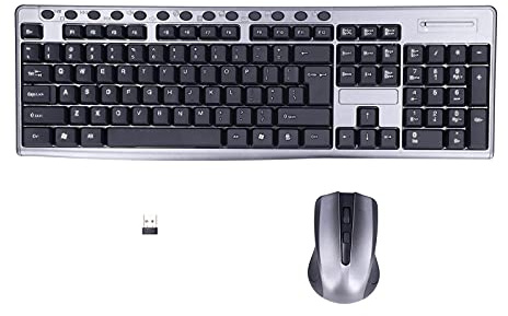 Wireless Keyboard Mouse Combo Stable Connection Ultra - Thin Design 2.4G 104 Keys Black Gray for PC Laptop Desktop Gaming