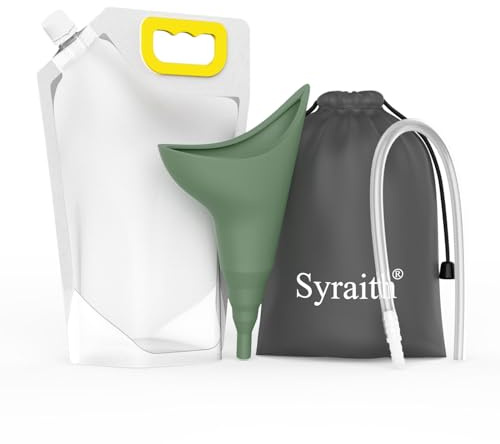 Syraith Urinella für Frauen, Wiederverwendbare Urinella Frauen, Tragbare Urinflasche Für Frauen Zum Stehen Oder Hocken, mit Anschlussrohr und 1500ml Sammeltasche