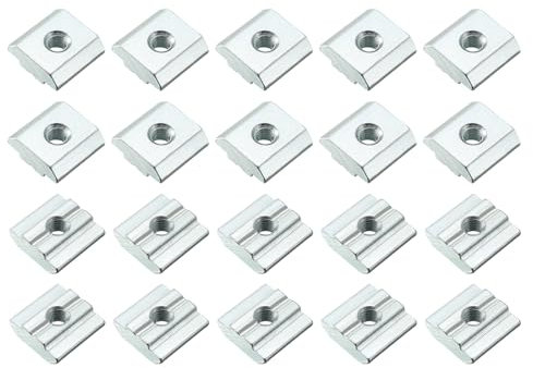 METALLIXITY T-Mutter zum Einschieben (M5-Gewinde), 20 Stück, T-Nut-Mutternbefestigung aus Kohlenstoffstahl für Aluminium-Strangpressprofile der Serie 3030