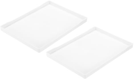 QUARKZMAN 2 Stück Badezimmer Deko Tablett Weiß Dekotablett 7 x 10 Kunststoff Rechteckige Badezimmer Deko Dekorative Ottomane Platte für Frühstück Küche Badezimmer