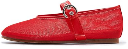ATBELL Mesh Ballet Flats for Women Round Toe Buckle Strap Mary Jane Flat Comfortable Casual Ballerina Shoes