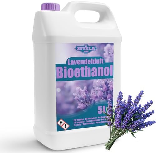 Bioetanol 96,6% 5L | Bio Alcohol Lavanda Aroma 96,6% 5L | Bioetanol para Chimenea, Chimenea de mesa, Bioetanol Chimenea | Bioetanol Lavanda Aroma | Combustión limpia, sin humo, llama viva y estable