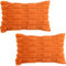 Tennove Kissenbezug 30x50cm 2er Set Faux Kaninchen Pelz Plüsch Kissenbezüge Dekorativ Gestreifte Kissenhülle Dekokissen Sofakissen für Home Couch Schlafzimmer Dekor, Orange